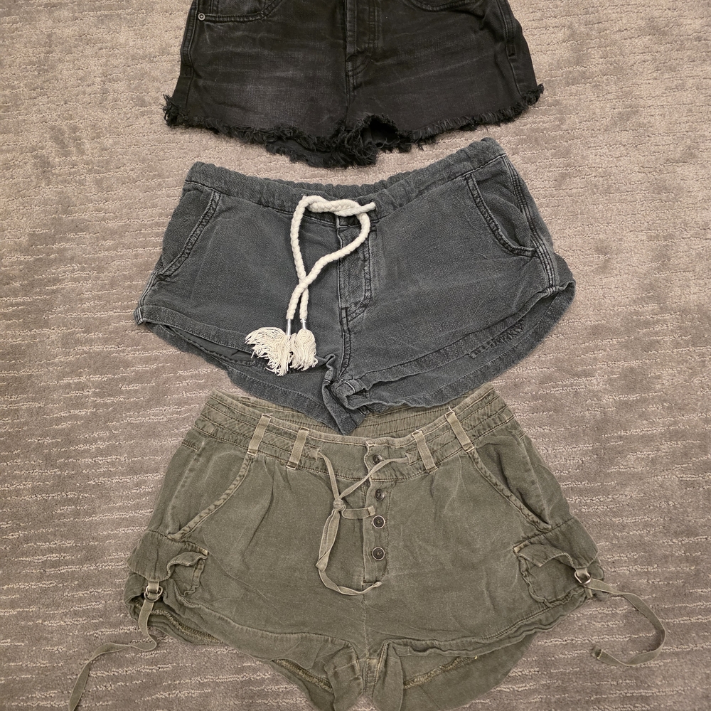 Free People Women's Jean Shorts Set - Black, Gray, Green